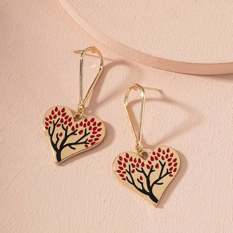 

Heart Charm Drop Earrings, Multicolor