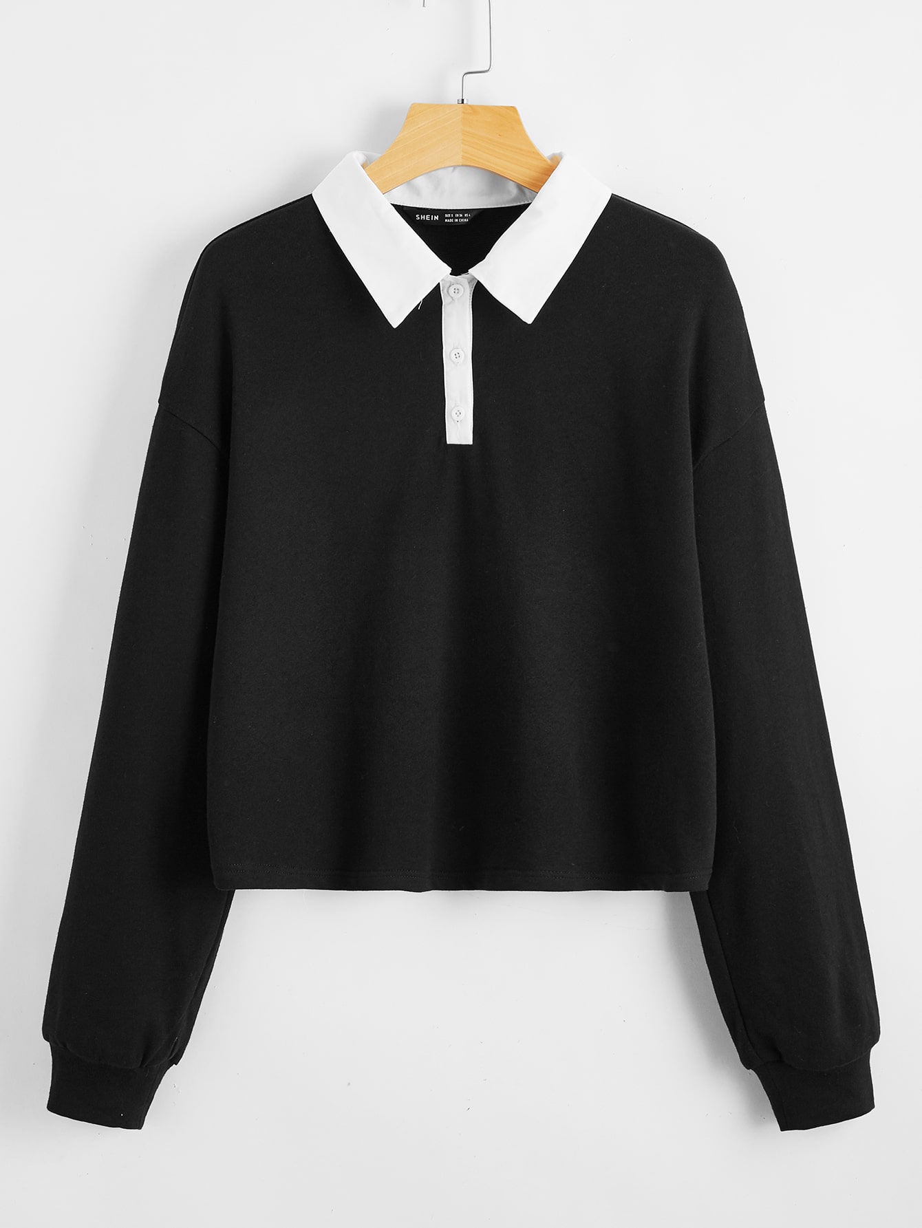 Drop Shoulder Polo Collar Pullover thumbnail