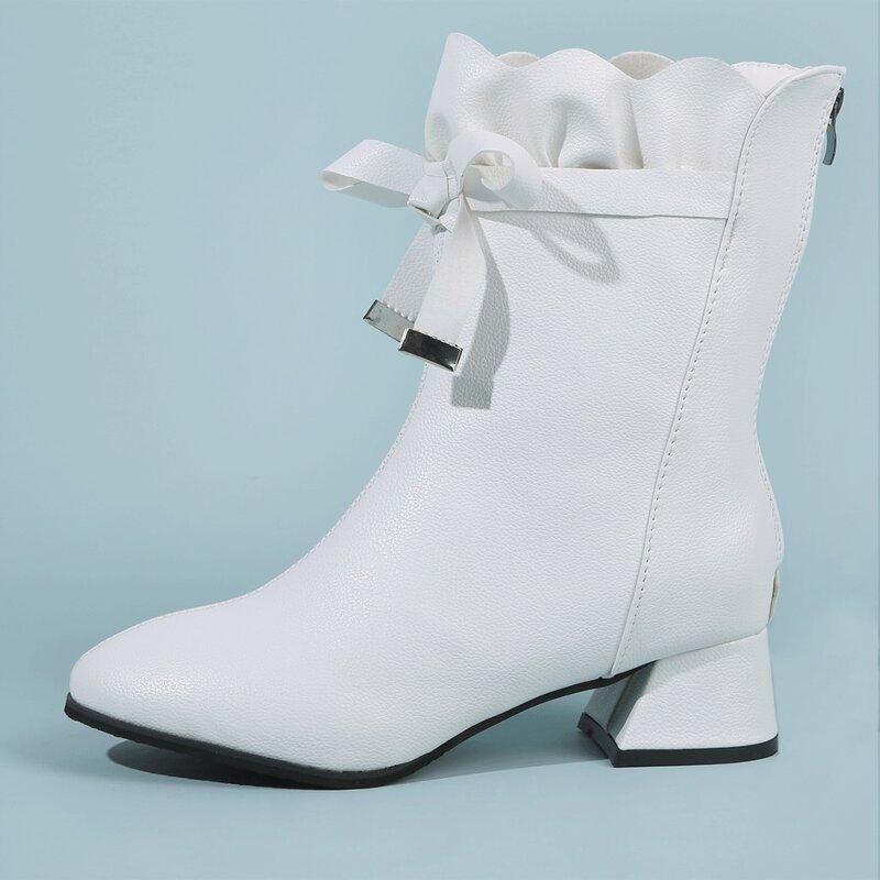 

Bow Decor Ankle Boots, White