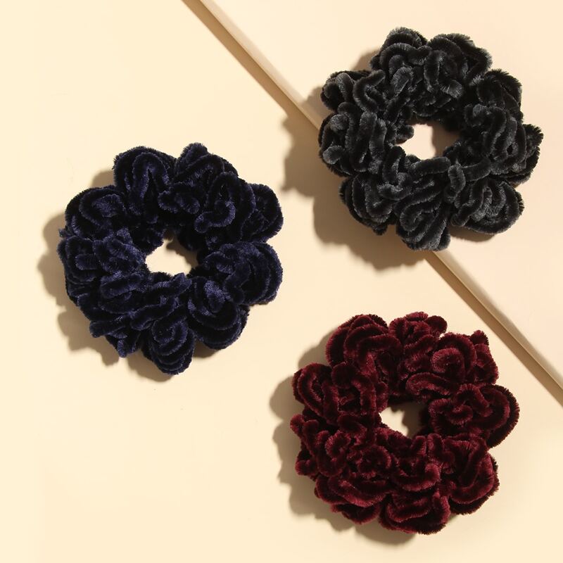 

3pcs Simple Plain Scrunchie, Multicolor
