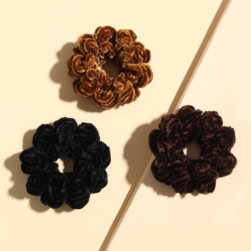 

3pcs Simple Plain Scrunchie, Multicolor