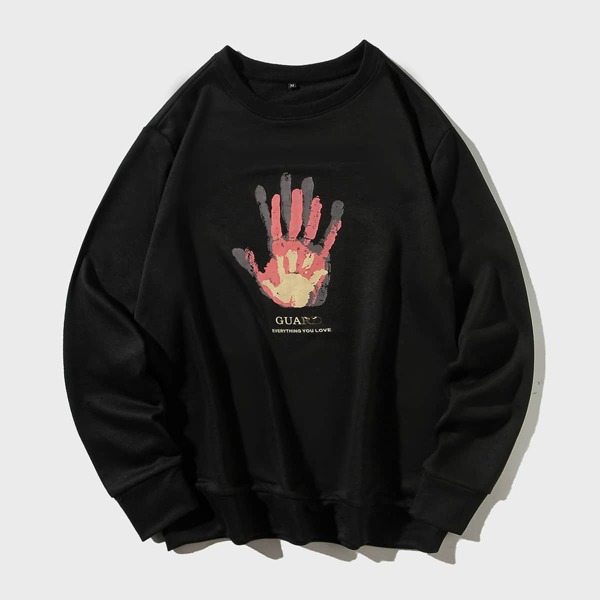

Men Palm And Slogan Graphic Sweatshirt, Black