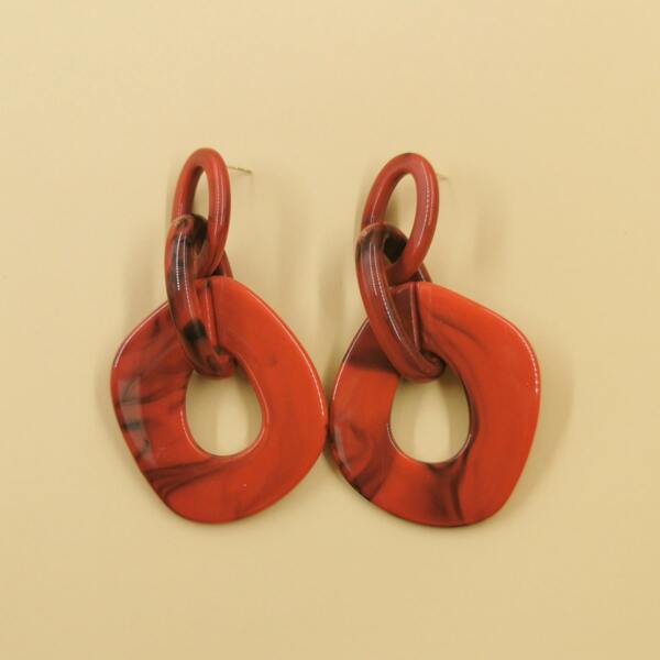 

Resin Link Earrings, Red