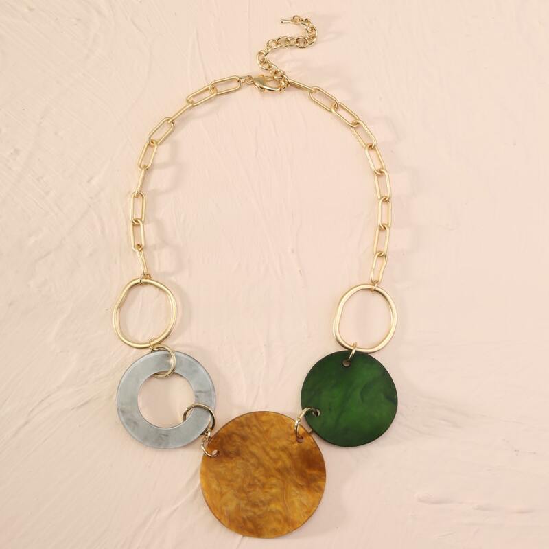 

Acrylic Round Decor Chain Necklace, Multicolor