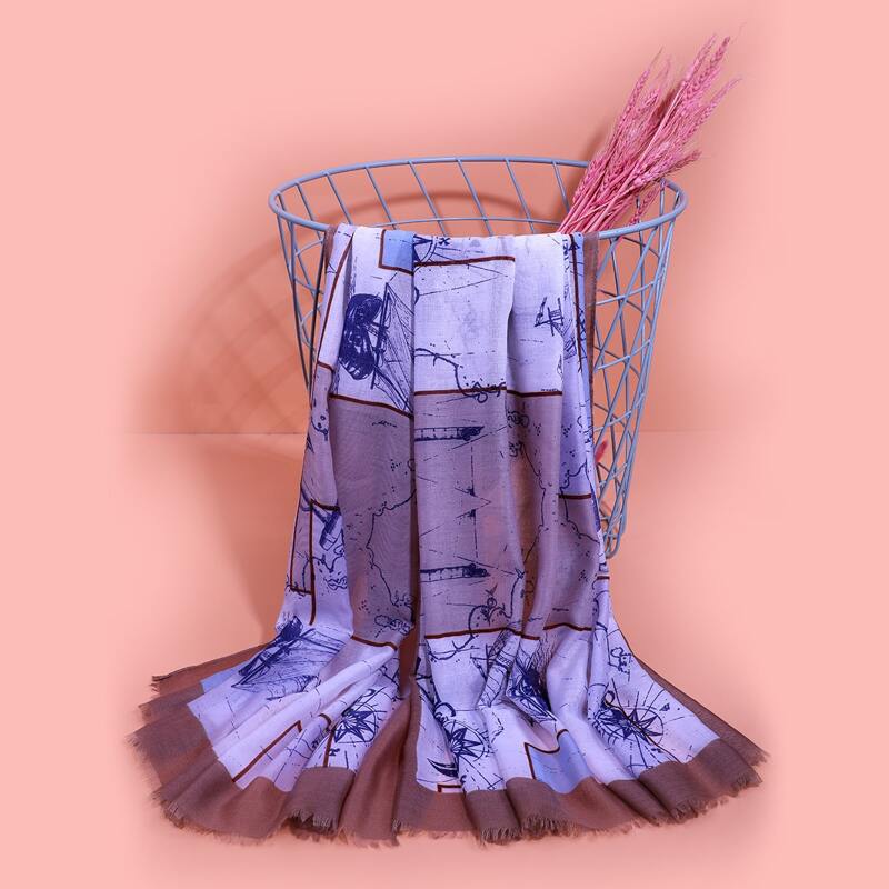 

Graphic Raw Hem Scarf, Multicolor