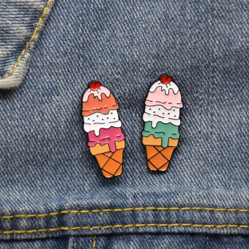 

2pcs Ice Cream Design Brooch, Multicolor
