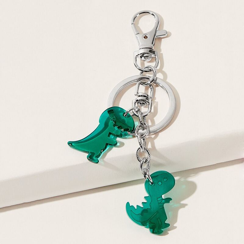 

Cartoon Dinosaur Keychain, Green