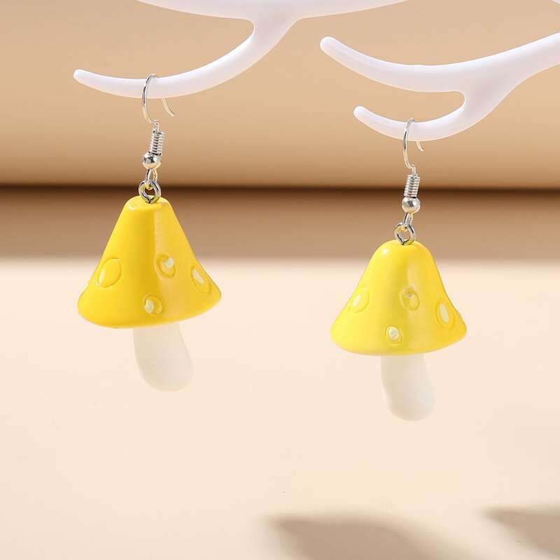 

Mushroom Drop Earrings, Yellow