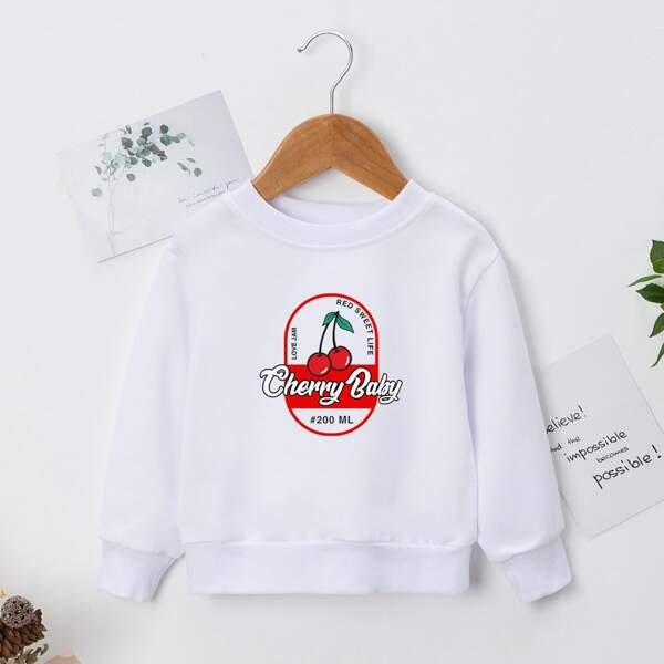 

Toddler Girls Cherry & Letter Graphic Sweatshirt, White