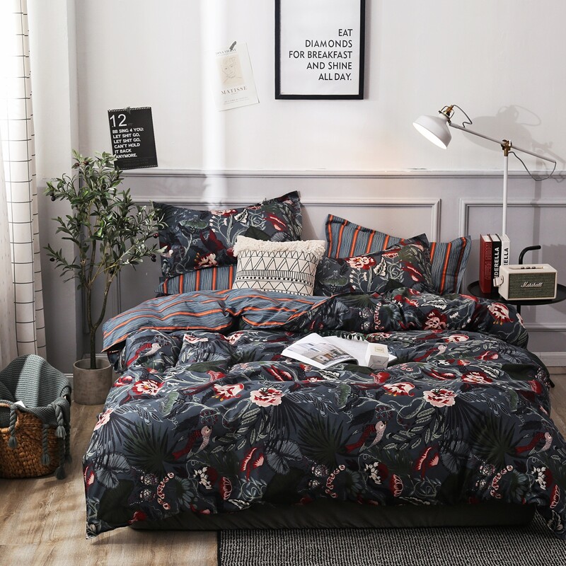 

Flower Print Bedding Set Without Filler, Multicolor