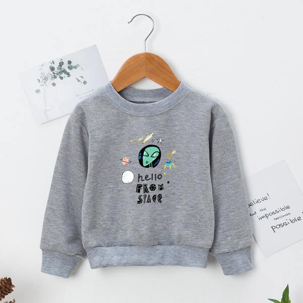 

Toddler Boys Cartoon & Slogan Graphic Sweatshirt, Grey