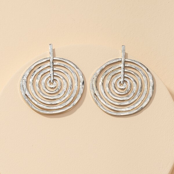 

Spiral Design Stud Earrings, Silver
