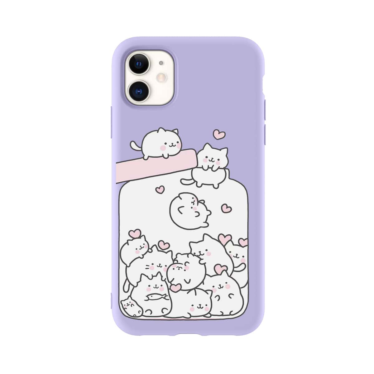 

Cat Cartoon Graphic iPhone Case, Purple