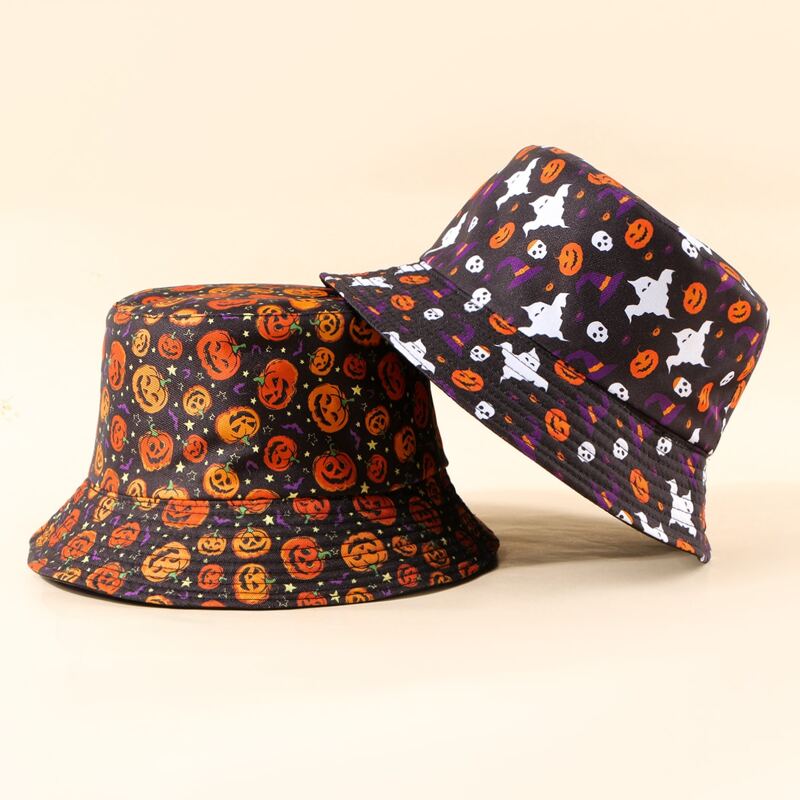 

2pcs Guys Halloween Pattern Bucket Hat, Multicolor