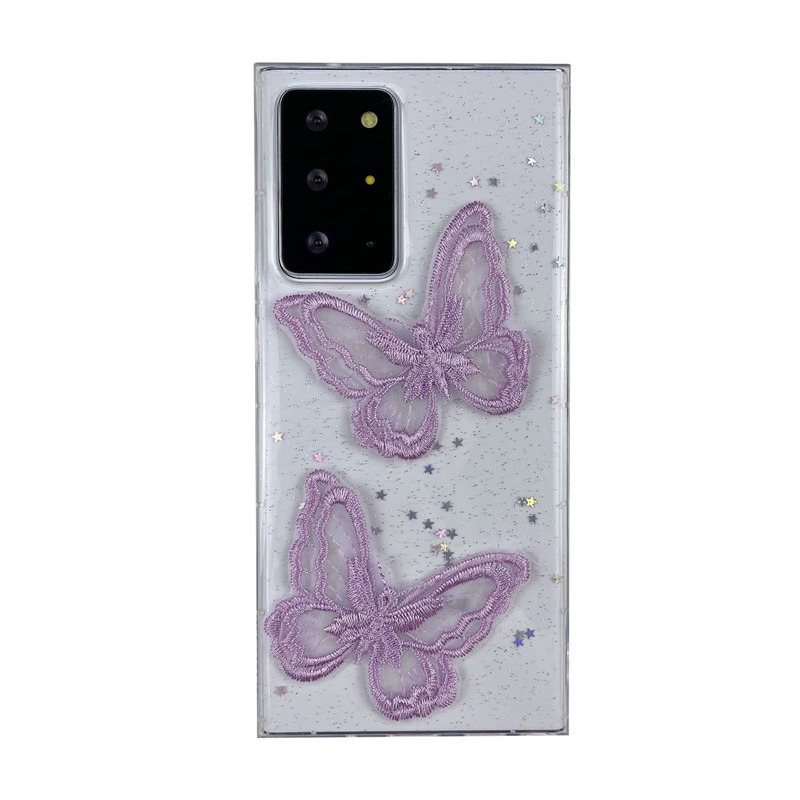 

Glitter Butterfly Decor Mobile Phone Case, Lilac purple