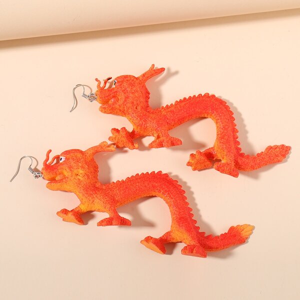 

Chinese Dragon Drop Earrings, Orange