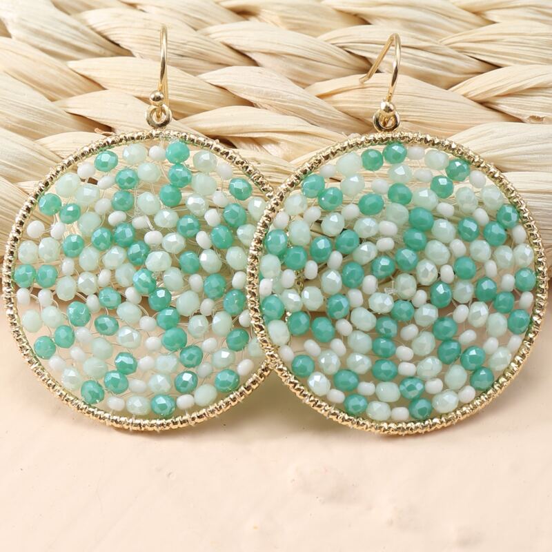 

Bead Decor Round Charm Drop Earrings, Multicolor