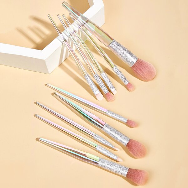 

10pcs Colorful Makeup Brush Set, Pink