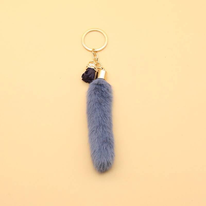 

Fluffy Tassel Charm Keychain, Blue