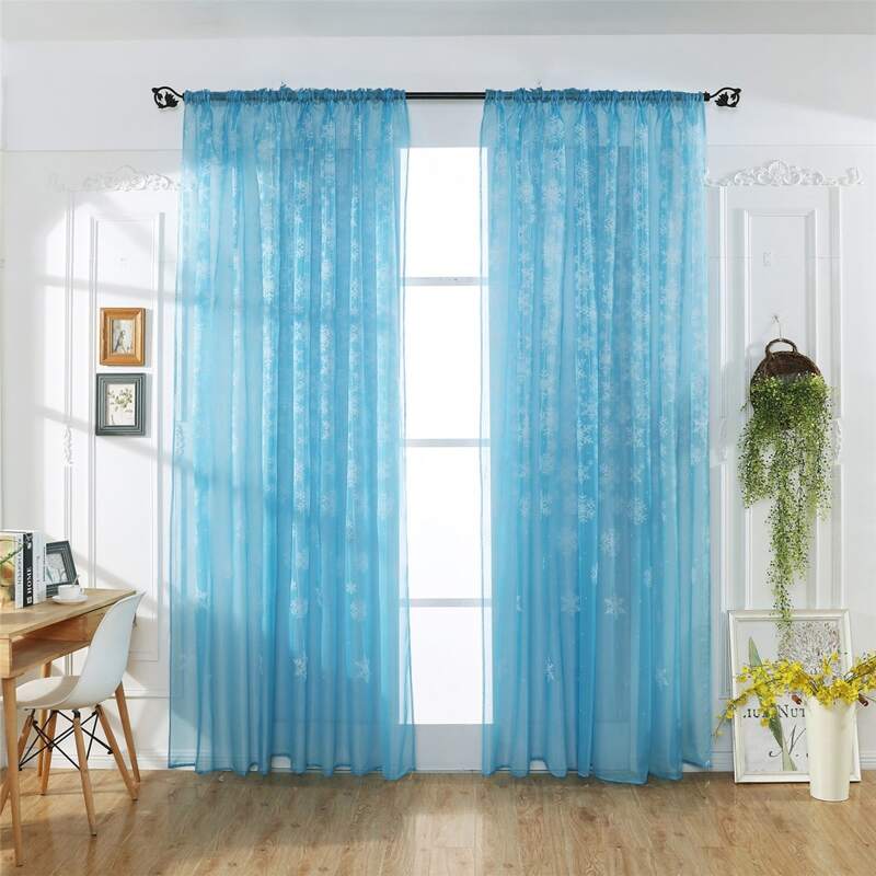 

Christmas Snowflake Pattern Single Panel Curtain, Blue