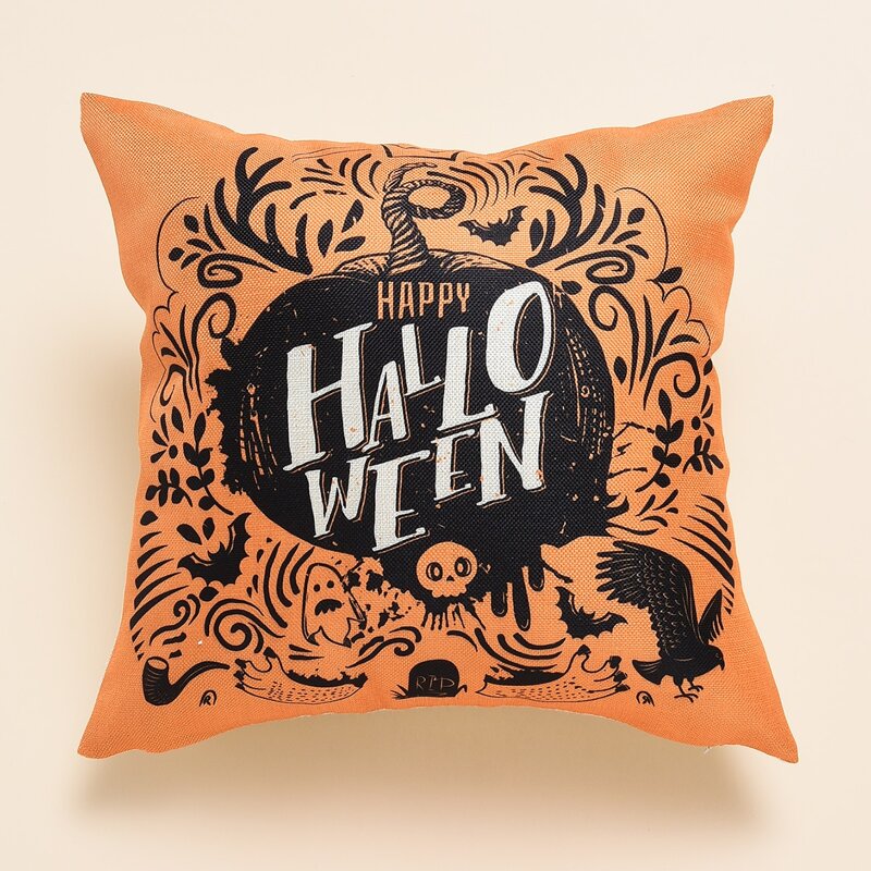 

Halloween Pattern Cushion Cover Without Filler, Orange