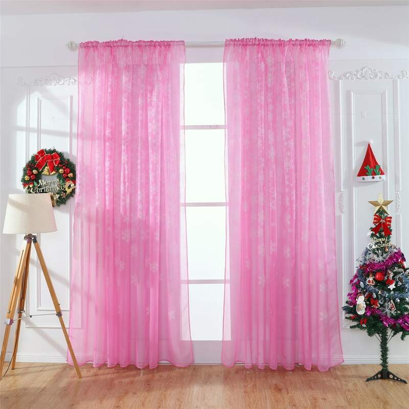 

Christmas Snowflake Pattern Single Panel Curtain, Pink