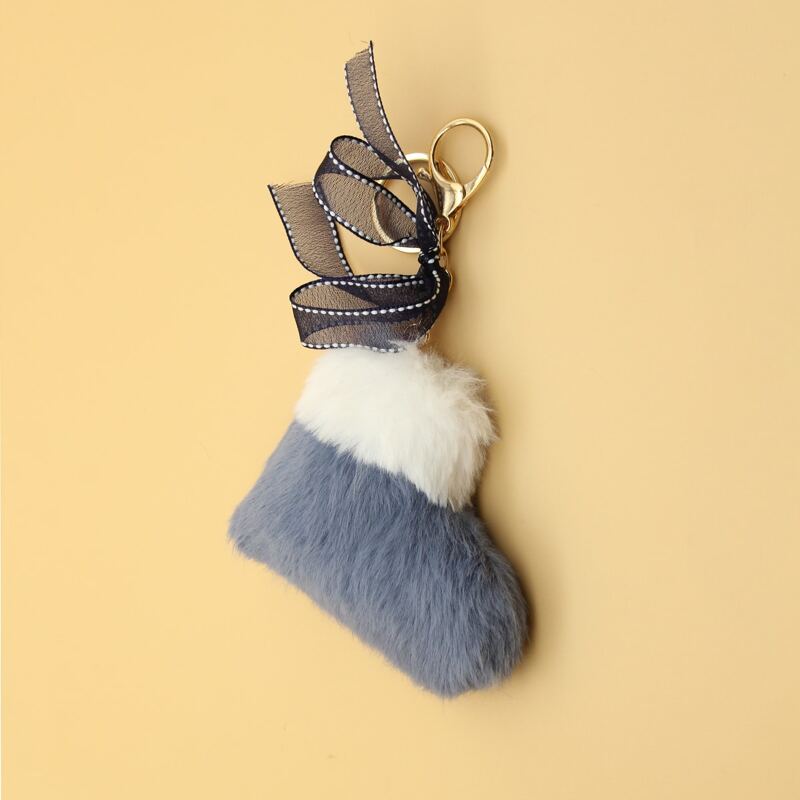 

Fluffy Shoe Charm Keychain, Blue