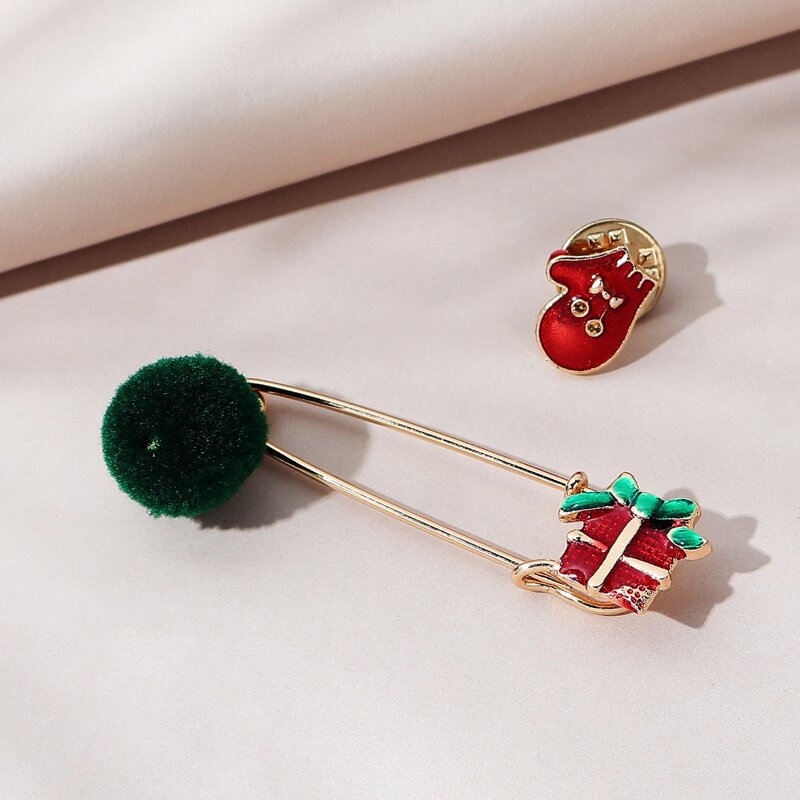

2pcs Christmas Brooch, Multicolor