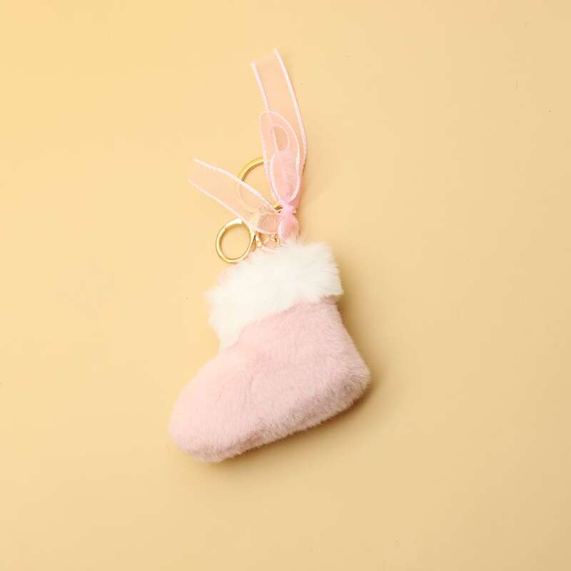 

Fluffy Shoe Charm Keychain, Pink