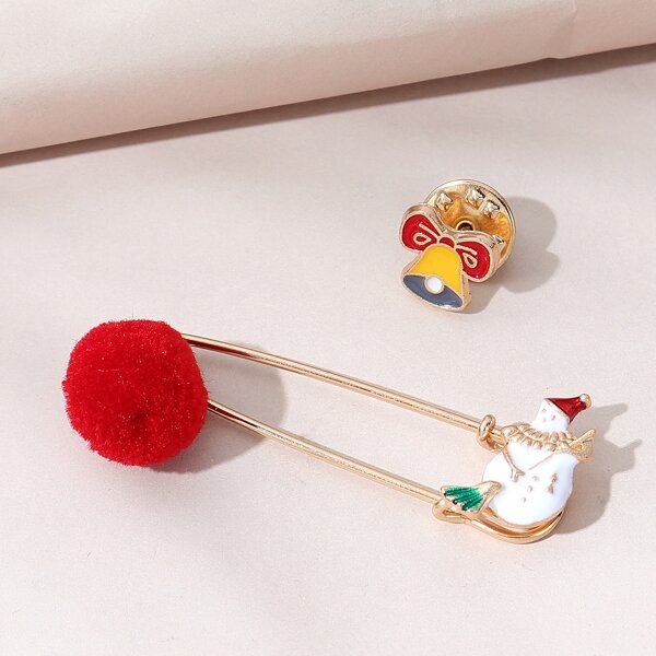 

2pcs Christmas Brooch, Multicolor
