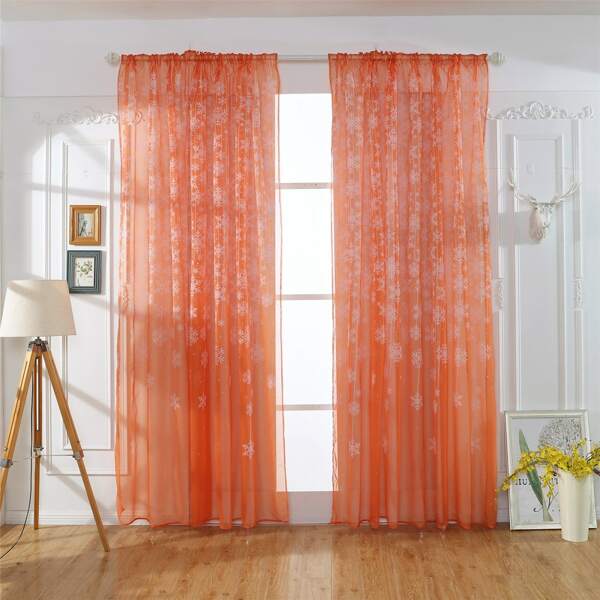 

Christmas Snowflake Pattern Single Panel Curtain, Orange