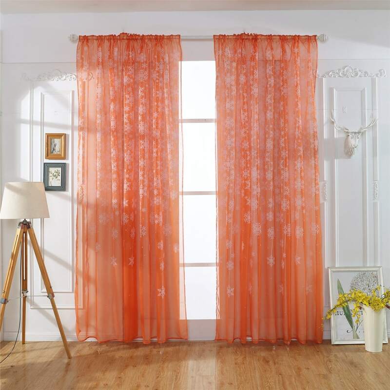 

Christmas Snowflake Pattern Single Panel Curtain, Orange