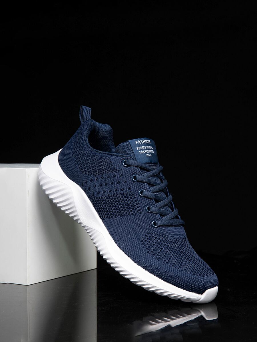 Men Lace-Up Front Letter Graphic Sneakers Manfinity Basics - Blue - View 1