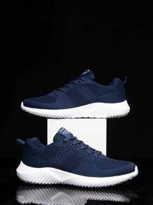 Men Lace-Up Front Letter Graphic Sneakers Manfinity Basics - Blue - View 2