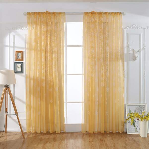 

Christmas Snowflake Pattern Single Panel Curtain, Yellow