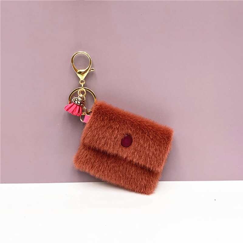 

Fluffy Bag Charm Keychain, Burnt orange