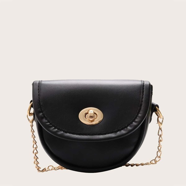 

Girls Turn-Lock Flap Crossbody Bag, Black