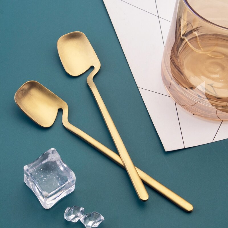 

2pcs Stainless Steel Coffee Spoon, Gold