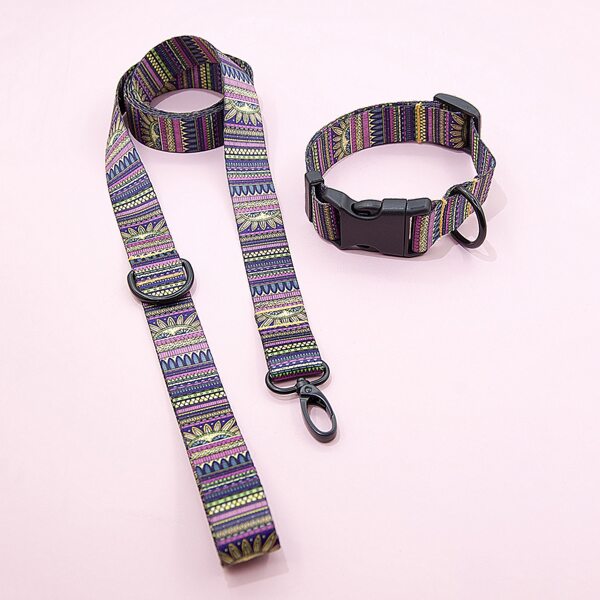 

1pc Bohemia Pattern Dog Collar & 1pc Dog Leash, Multicolor