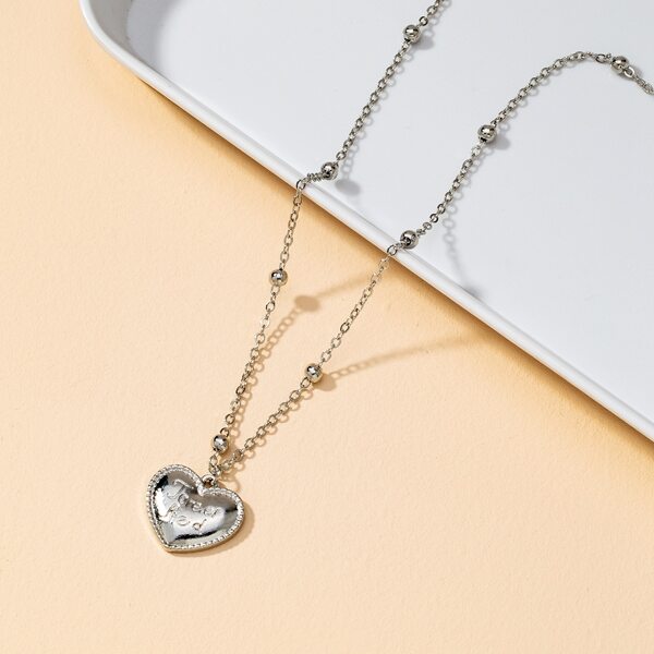 

Heart Pendant Necklace, Silver