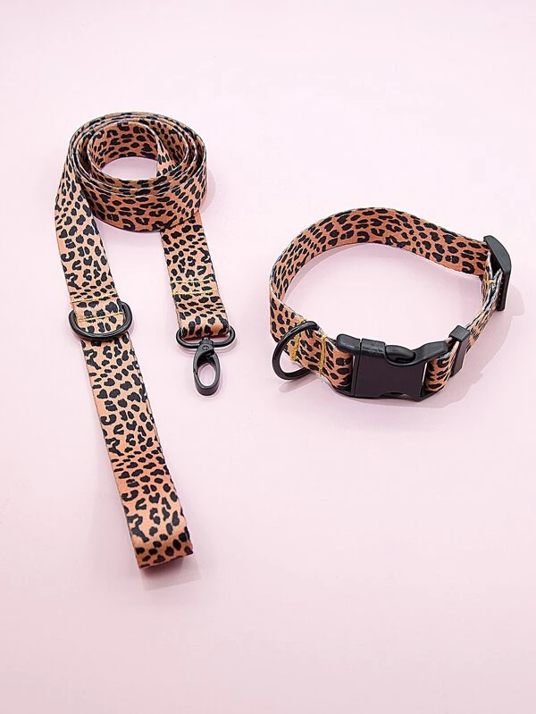 leopard dog collars and leashes