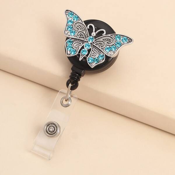 

Rhinestone Butterfly Decor Badge Reel, Blue