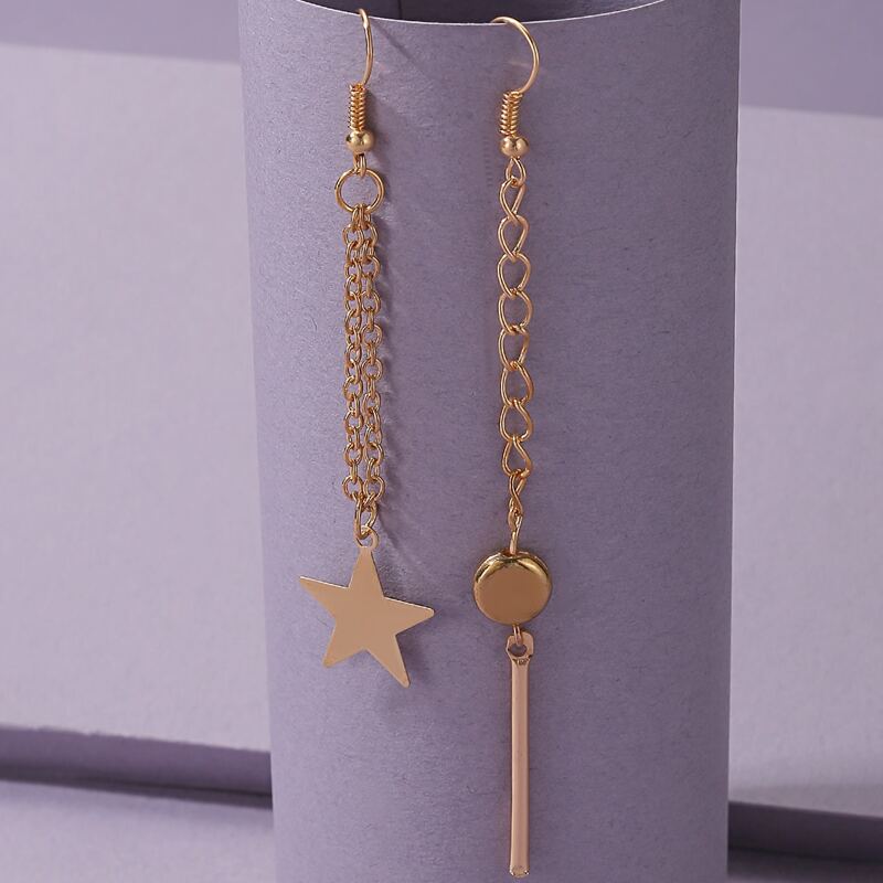 

Star & Bar Drop Mismatched Earrings, Gold