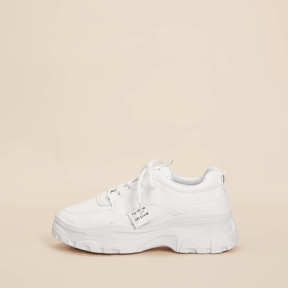 

Lace-up Front Chunky Sneakers, White