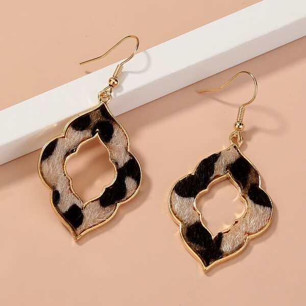 

Hollow Geo Drop Earrings, Multicolor