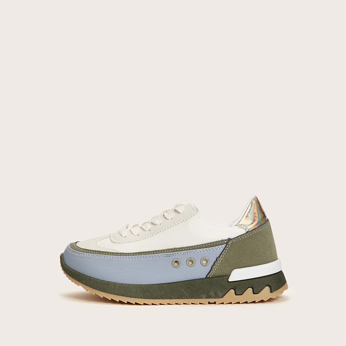 

Colorblock Lace-up Front Platform Sneakers, Multicolor