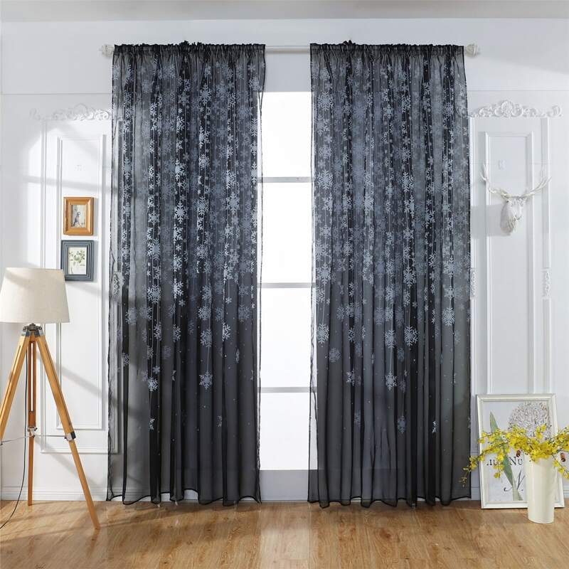 

Christmas Snowflake Pattern Single Panel Curtain, Black