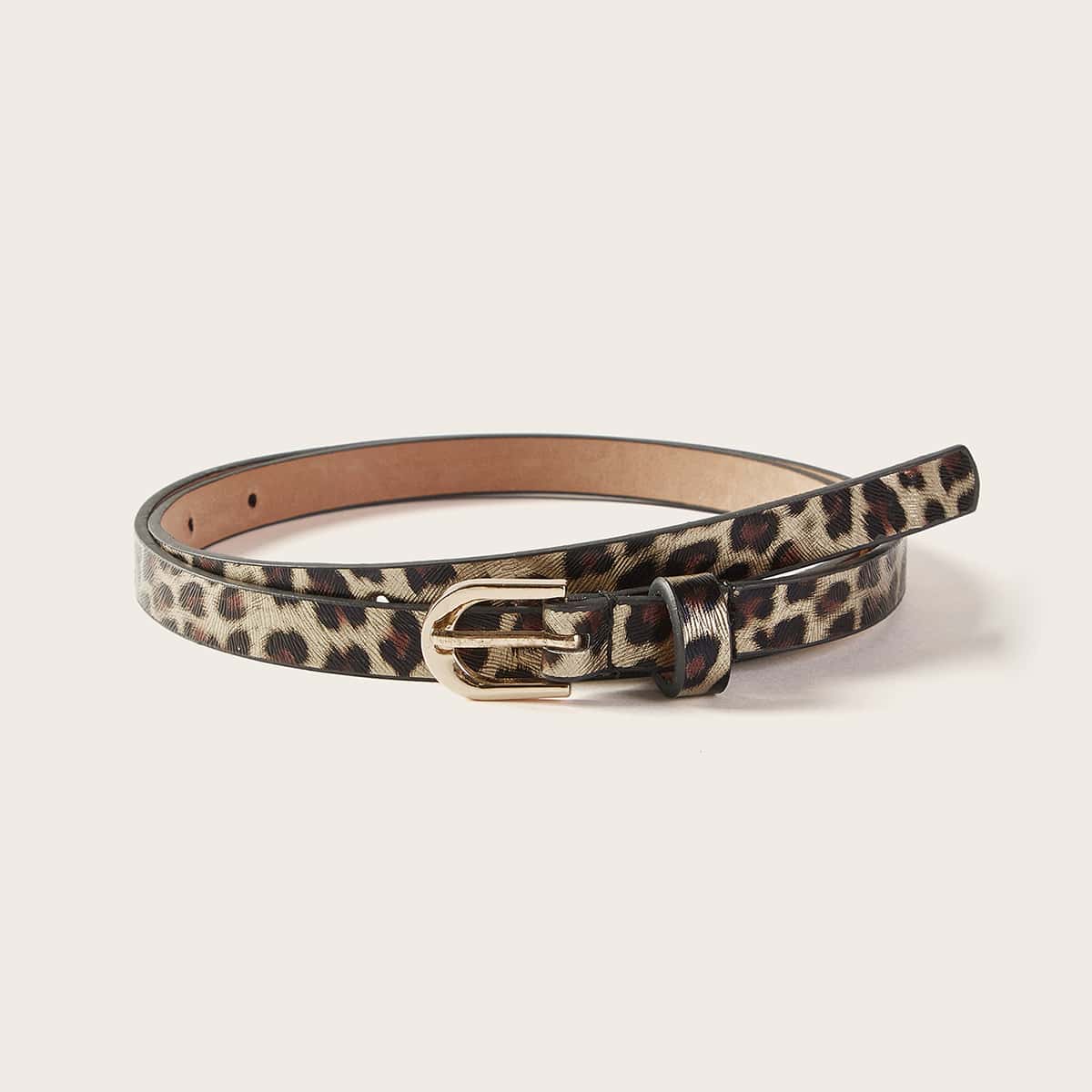 

Leopard Pattern Buckle Belt, Multicolor