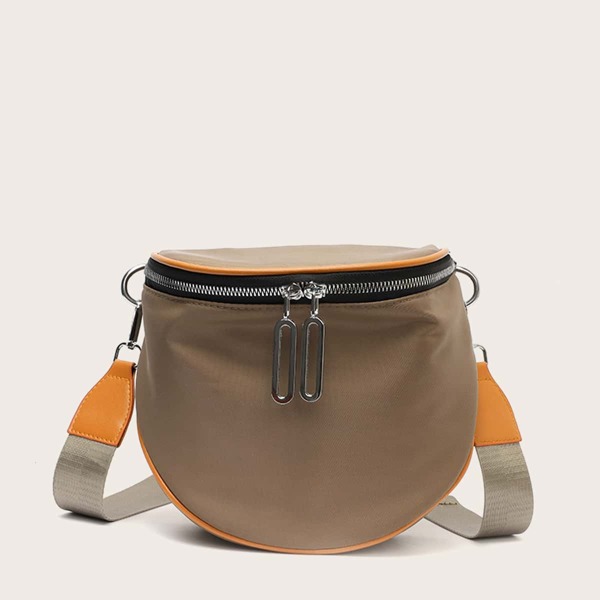 

Zip Front Crossbody Bag, Khaki
