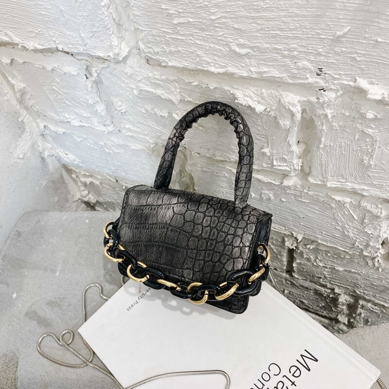 

Croc Embossed Mini Satchel Bag, Multicolor